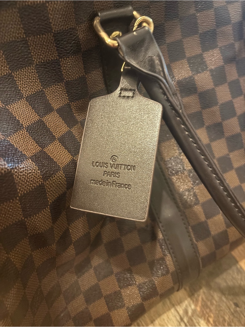 Designer-Style Brown Checker Weekend Bag - Picture 3 of 4